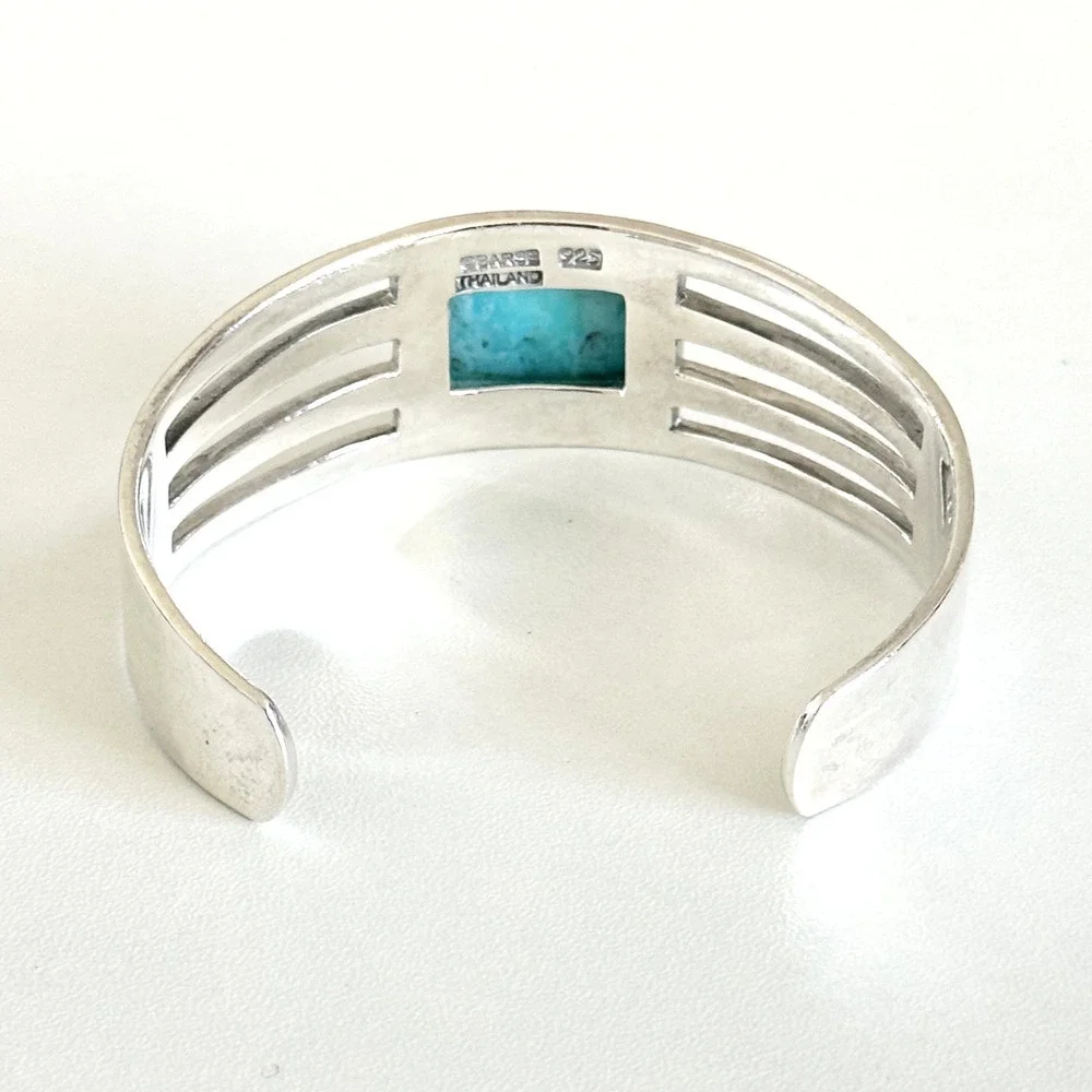 Barse Designer 925 Sterling Silver Chunky Turquoise Vintage Cuff Bracelet 7
